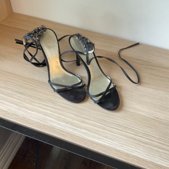 Nine West Black Satin Sandals size 5 - Picture 2 of 3